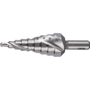 RUKO HSS-Co5 Spiral Fluted <b>Step</b> <b>Drill</b> Bit 4-20mm Drilling Range 2 Cutting Edges 9 <b>Steps</b> for Metal Crafts - Product Image 1