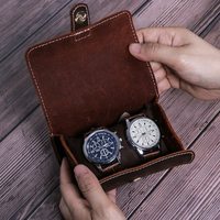 Custom Handgemaakte Luxe Lederen Ronde Horloge Roldoos Gepersonaliseerde Duurzame Beschermende Reiskoffer Slots Beste Man Horloge Opslag