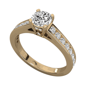 แหวนหมั้นช่องเพชรตัดกลมสำหรับผู้หญิง - Product Image 5
