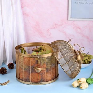 Unique Design Metal Birdcage Mesh <b>Basket</b> Fruit <b>Basket</b> Gold Finished Tabletop Fruit and <b>Vegetable</b> <b>Storage</b> <b>Basket</b> - Product Image 3