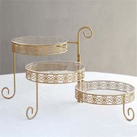 Ensemble de supports à cupcakes modernes dorés, élégants présentoirs en fer pour gâteaux, rehausseurs pour buffet de bonbons, décoration de table de desserts, événements et traiteur