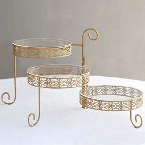 Modern Gold Cupcake Stand Set Elegant Iron Cake Pedestal Display Risers for Candy <b>Buffet</b> Dessert <b>Table</b> Decor Events & Catering - Product Image 2