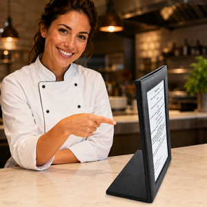 Support de menu en cuir PU noir DIVRIS avec plusieurs pages pour restaurants et hôtels - Product Image 3