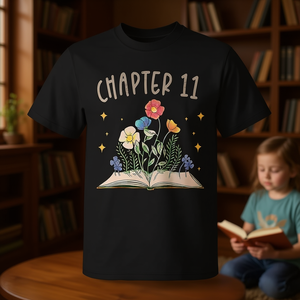 T-shirt promozionale per il 11° compleanno di Bookworm, per gli amanti dei libri, con scritta 'Capitolo 11 Anni' - Product Image 3
