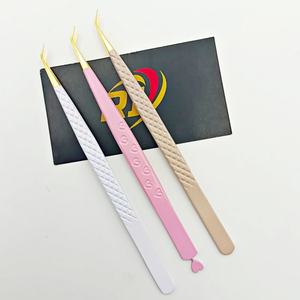 Pince à épiler d'isolation professionnelle antistatique à 45 degrés en acier inoxydable avec logo personnalisé pour extensions de cils - Product Image 5