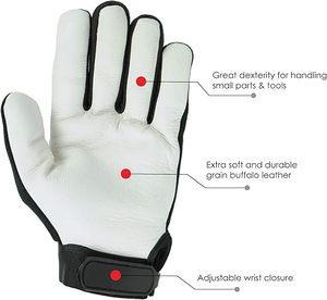 Gants de mécanicien de haute qualité de moutons Gants de mécanicien en cuir de vache haut de gamme Gants de travail de sécurité respirants - Product Image 4