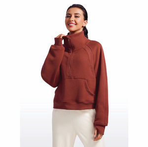 Sudadera extragrande de mujer de alta calidad personalizada 2025 al por mayor sudadera lavada de invierno de lana cálida gruesa con media cremallera y soporte - Product Image 2
