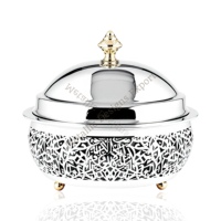 Plat de service alimentaire de luxe moderne et écologique en acier inoxydable avec couvercle en dôme pour banquets, plat à gratin et réchaud de buffet