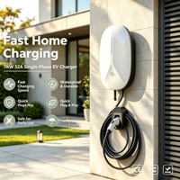 Borne de recharge murale pour VE 7 kW Type 2 32A 220V monophasée, directement de l'usine, station de charge domestique IP65, câble de 5 m, CE, garantie 18 mois