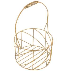 Heavy-duty metal iron <b>hamper</b> basket with an antique finished strong wire construction and breathable ventilated design - Product Image 3
