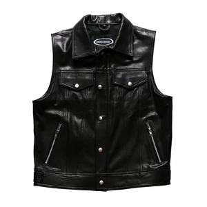 Men's and Women's Customized Logo Soft Puffer Vest Duck Down Coat Winter Ladies Warm Waterproof Sleeveless Black Leather Jacket - Product Image 1