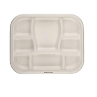 Barquettes, couvercles et assiettes écologiques jetables en pulpe de canne à sucre biodégradable 100 % respectueuses de l'environnement, blanches, avec logo personnalisé