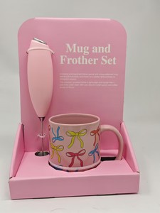 Factory Made Ins Cute Relief Pink Bow Runaway <strong>Princess</strong> Ceramic <strong>Mug</strong> Exquisite Afternoon Tea Coffee Cup <strong>Mug</strong> and Frother Set - Product Image 2