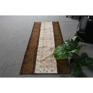 พรมขนแกะสีน้ำตาลเบจสีน้ำตาลคลาสสิกงานแฮนด์เมดพรม2.4x6.2ft แบบเย็บปะติดทรงสี่เหลี่ยมตุรกีสำหรับห้องนั่งเล่นพรมยางรองข้างเตียง - Product Image 1