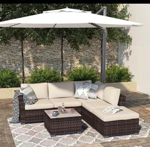 Moderno Durable Cómodo al aire libre de mimbre sofá seccional conjunto con mesa de centro para hoteles y parques | Horti Club - Product Image 2