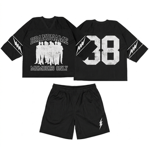 Women breathable polyester <b>mesh</b> jersey short <b>set</b> 150 GSM black red flame sublimation print custom logo sportswear Women's <b>Sets</b> - Product Image 3