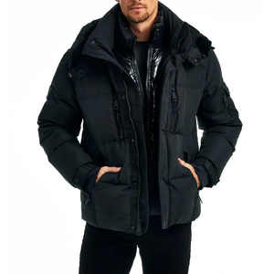 Veste matelassée d'hiver pour homme, légère, chaude, personnalisée, en gros, pour l'extérieur, rembourrage en polyester, coupe-vent, écologique, à capuche - Product Image 1