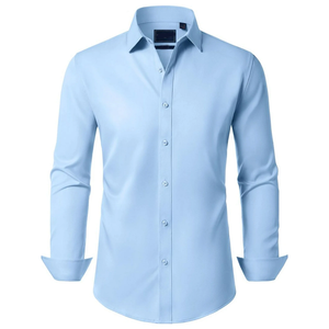Camisas formales de oficina de calidad superior para hombres Diseño personalizado Color sólido Suave Slim Fit Camisas formales cómodas para hombres de BD - Product Image 3