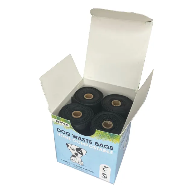 Logo personalizzato Pla Pbat sacchetto di cacca di amido di mais compostabile sacchetto di cacca di cane biodegradabile al 100%