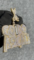 Colgante de Moissanita Personalizado con Incrustaciones de Diamantes, Plata de Ley 925, Diseño 3D, Collar Estilo Rapper, Certificado GRA, Joyería al por Mayor