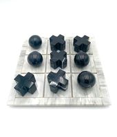 Jeu de Tic Tac Toe de luxe fait main en marbre, plateau XO en pierre, décoration d'intérieur, cadeau de table, jouet de stratégie classique, origine indienne, Art Déco