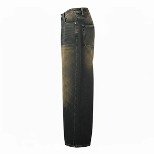 Jean baggy en denim de haute qualité pour homme, coupe large et droite, design unisexe, style hip-hop, brodé, lavable, le meilleur streetwear - Product Image 3