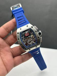 Montre analogique à quartz automatique, boîtier en acier inoxydable, mouvement mécanique, bracelet en caoutchouc, fermoir caché, luxe, mode, 41 mm, verre - Product Image 4