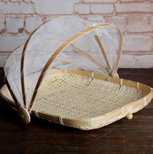 Panier de vannage en bambou tissé à la main avec couvercle en maille-Plateau léger et durable pour une utilisation agricole - Product Image 3