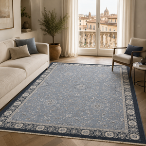 Netline Home Cool Border <b>Navy</b> <b>Blue</b> Traditional Washable <b>Rug</b> - Product Image 5