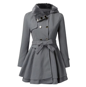 Manteaux longs en laine pour femmes, manteaux d'hiver pour femmes, manteaux matelassés fins et chauds à bas prix avec capuche en fourrure, manteaux en coton rembourrés mi-longs pour femmes - Product Image 1