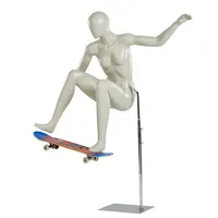 Maniquí Deportivo Musculoso Blanco y Negro Modelo Masculino Femenino Corriendo de Cuerpo Completo