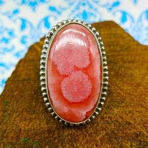 Anillo hecho a mano de piedra de cabujón de forma ovalada Natural, joyería de plata de ley 925, anillos finos de piedras preciosas de Rodocrosita semipreciosas - Product Image 3