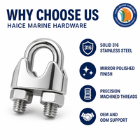 Acier inoxydable 316 Marine DIN741 CLIP DE CORDE FIL 25mm Gréement Câble Boulon CLAMP KAYAK BATEAU KAYAK YACHT BATEAU MATÉRIEL Accessoires