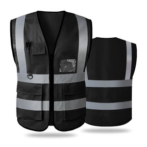 Gilet d'outils de haute qualité Gilet de sécurité tactique noir avec poches haute visibilité avec bande réfléchissante - Product Image 1