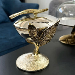 Latest Design Free 3Wooden Fruit Serving <b>Bowl</b> With Gold-Plated Floral Accent Decorative <b>Snacks</b> And Salad Serving <b>Bowl</b> For Sale - Product Image 6