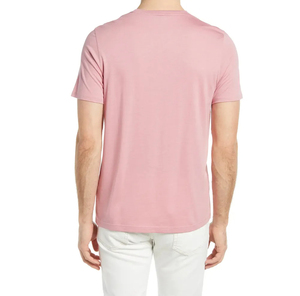 Camiseta de Manga Corta para Hombre, Cuello Redondo, Color Rosa, Corte Regular, Color Sólido, Informal, Tejido de Punto Jersey, 100% Algodón - Product Image 2