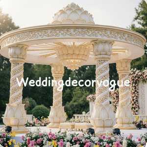 Royal Ethnic Wedding Mandap Set para decoración de escenario de matrimonio al aire libre e interior con cortinas y tallas ornamentales - Product Image 5