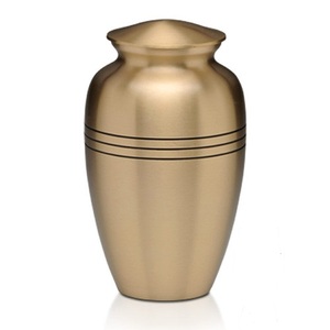 Urna de cremación de aluminio americana más vendida Acabado verde Banda dorada Diseño personalizable Capacidad de 200 pulgadas cúbicas para cenizas humanas - Product Image 5