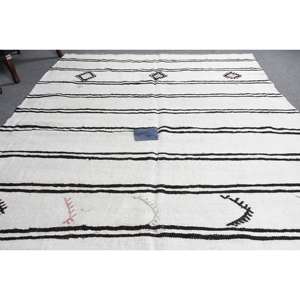 Alfombra vintage, alfombra turca grande de 6.8x9.2 pies, alfombra de lana con motivos de plantas y árboles blancos - Product Image 4