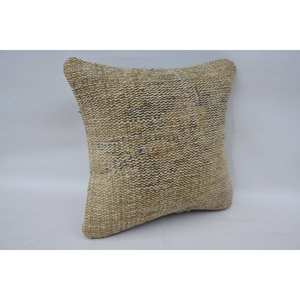 18x18 Inch Beige Wool Woven Kantha Patchwork <b>Pillow</b> Vintage Floral Embroidered Fabric Design Traditional Style for Home Sofa Use - Product Image 2