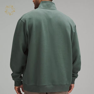OEM Custom 100% Cotton best Embossed Quarter Half Zip Pullover <b>Jumper</b> Fleece Vintage Oversized Mock Neck Sweatshirt <b>Men</b> - Product Image 2