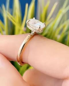 เครื่องประดับทองคำแท้14K เครื่องประดับเพชรชั้นดีสำหรับ2.20CTW ปลูกในห้องปฏิบัติการแหวนแต่งงานหมั้นเจียระไนรูปวงรีสำหรับเป็นของขวัญในงานเลี้ยงครบรอบ - Product Image 2