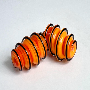 Wholesale Bulk Handcrafted Orange Black Artisan Lampwork Cylinder Glass <b>Beads</b> <b>Crystal</b> Glass Supplies - Product Image 2
