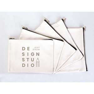 Bolsa de Mano de Algodón Blanca de 8x6 con Logotipo Personalizado, Bolsa de Cosméticos Portátil Ecológica con Cierre, Bolsa de Maquillaje con Letras a la Moda - Product Image 3