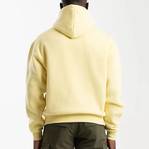 Sudadera con Capucha Amarilla Extra Grande para Hombre, Color Sólido, Felpa, Informal, para Otoño, Corte Regular, Tejido de Algodón - Product Image 4
