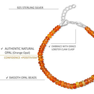Vintage Style Natural Fire Opal <b>Beaded</b> <b>Bracelet</b> Orange Opal Jewelry in Bulk Quantity Whole Sale Price - Product Image 2