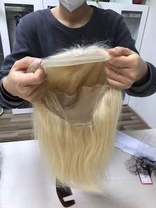 Peluca de cabello humano virgen de alta calidad 100% Super Double Drawn, encaje completo con lejía rubia, cabello crudo indio de origen vietnamita - Product Image 3