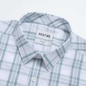 เสื้อเชิ้ตผู้ชายลายทางลำลอง Aristino ผลิตจากผ้าไผ่ 50% โพลีเอสเตอร์ 50% ย้อมสีเสื้อผ้า แขนยาว น้ำหนัก 220 กรัม ผ้าไม่ถักทอ โลโก้ที่คอเสื้อ มีสินค้าในสต็อก - Product Image 2