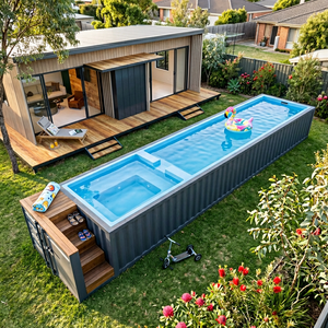 Kit de piscine plongeante en fibre de verre, design rectangulaire avec protection UV, idéal pour les espaces extérieurs compacts et un divertissement écologique - Product Image 2