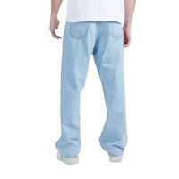 Jean en denim taille haute coupe droite vintage, style streetwear hiver, uni, respirant, lavable, délavé, unisexe, pantalon décontracté, vente en gros